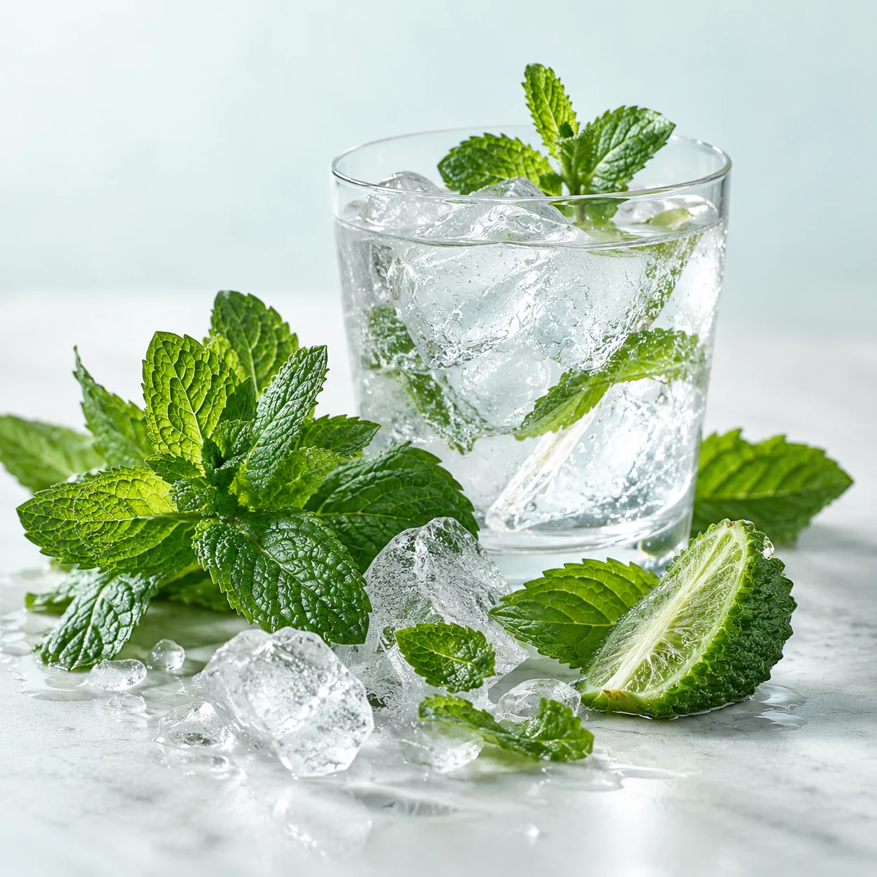 Illustrative icy mint flavor composition