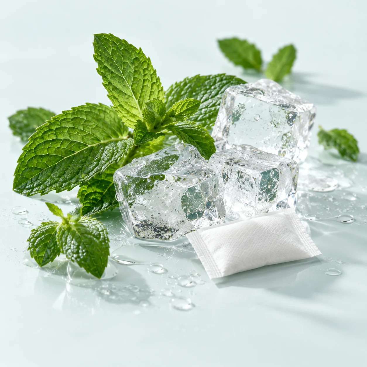 Illustrative extra ice mint flavor composition