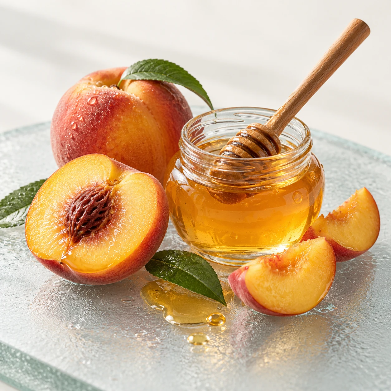 Illustrative honey peach flavor composition
