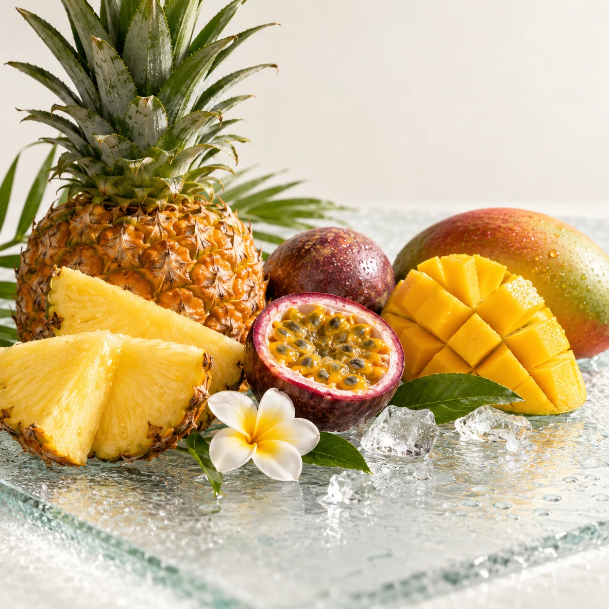 Illustrative tropical fruit flavor composition