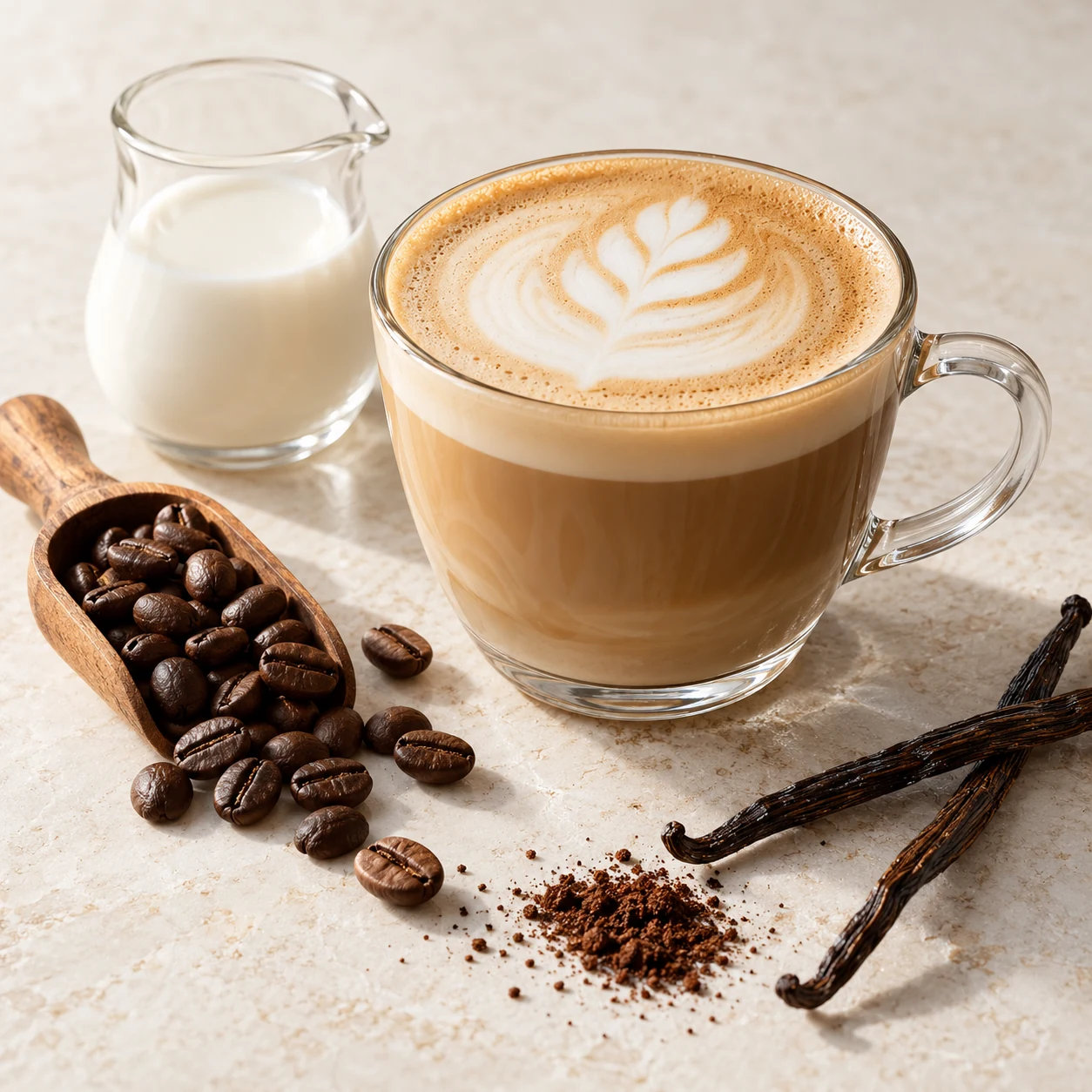 Illustrative latte flavor composition