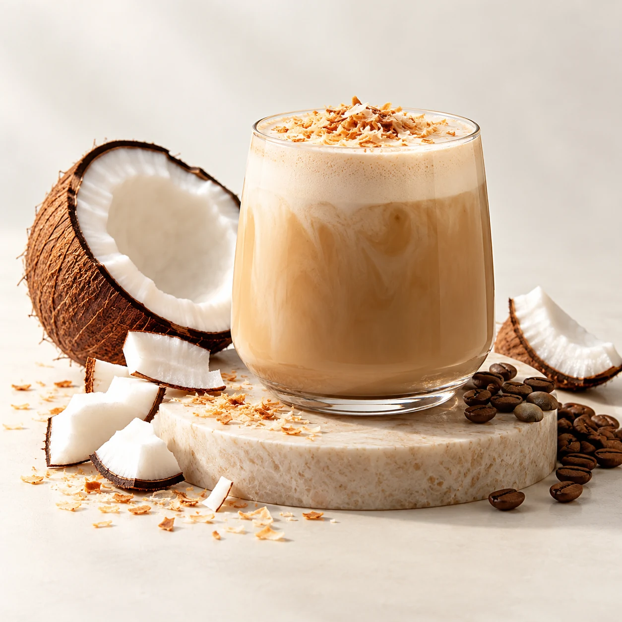 Illustrative coconut latte flavor composition