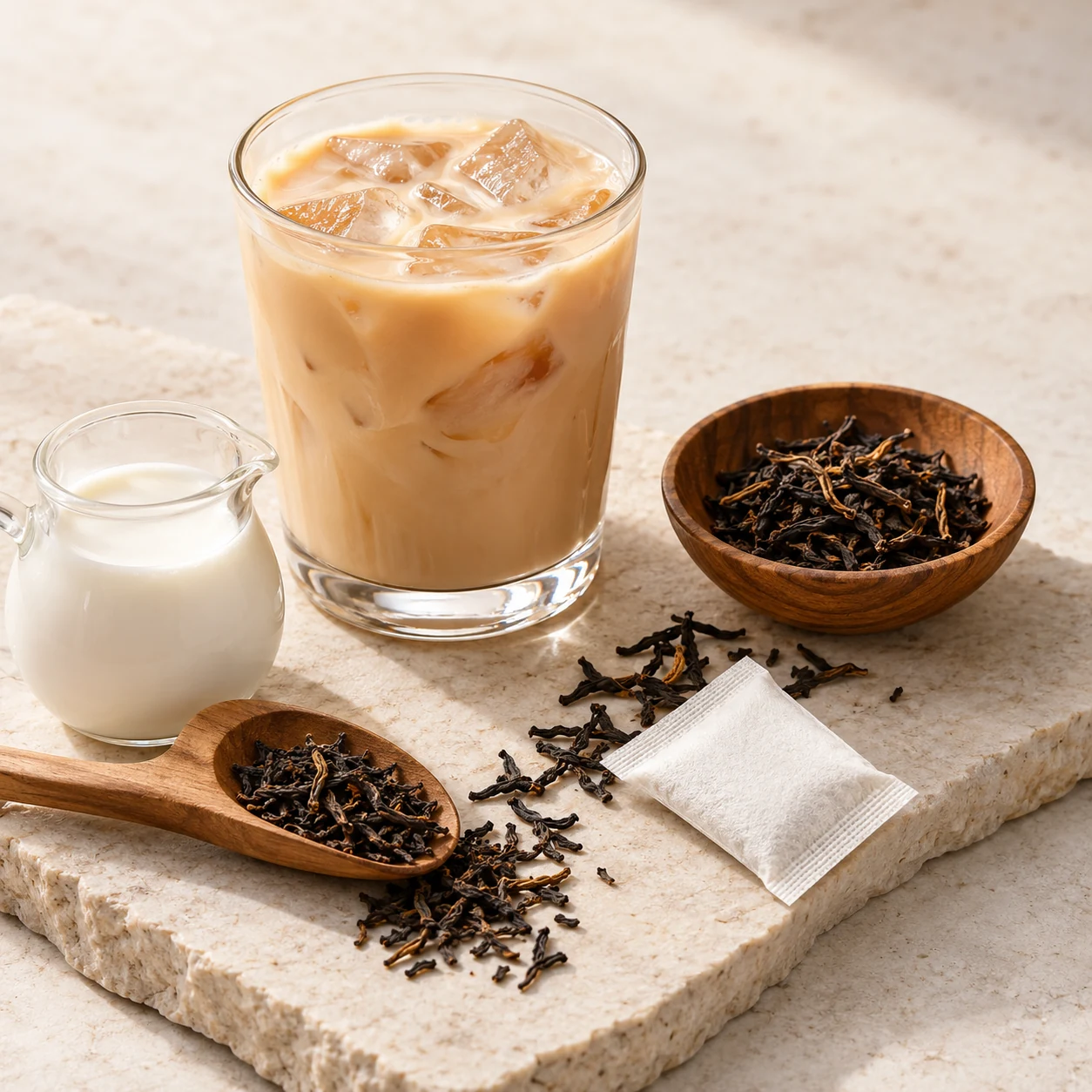 Illustrative milk tea flavor composition