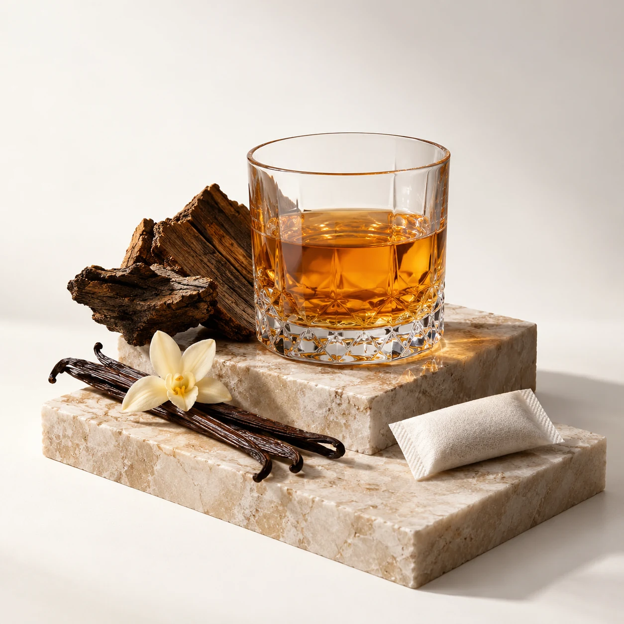 Illustrative whisky-style aroma flavor composition