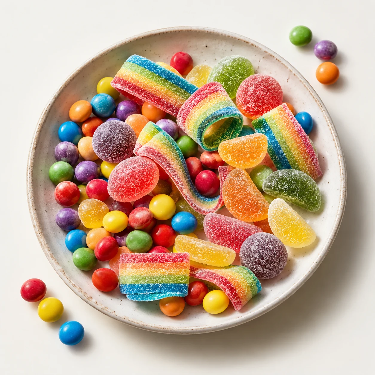 Illustrative rainbow candy flavor composition