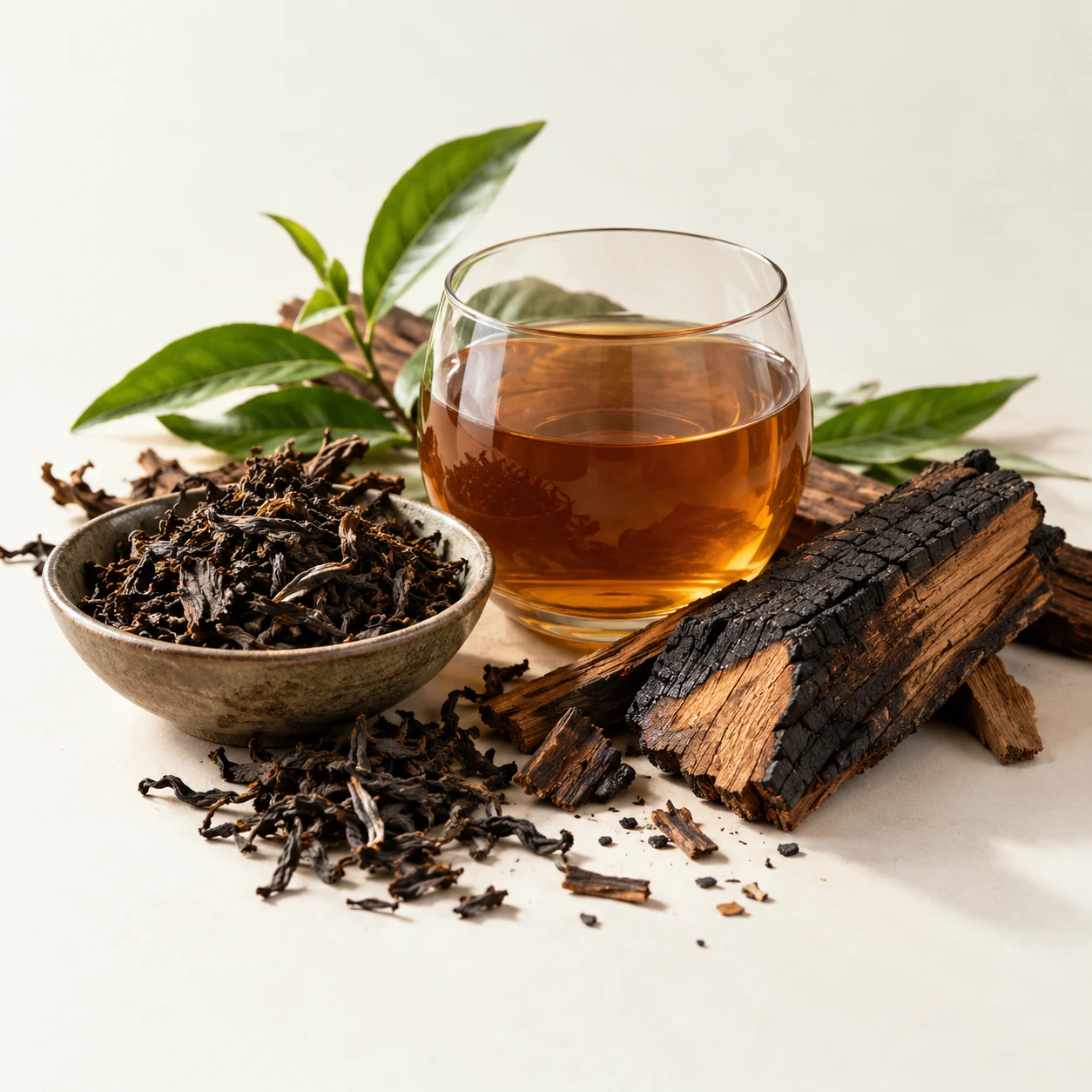 Illustrative smoky botanical aroma flavor composition