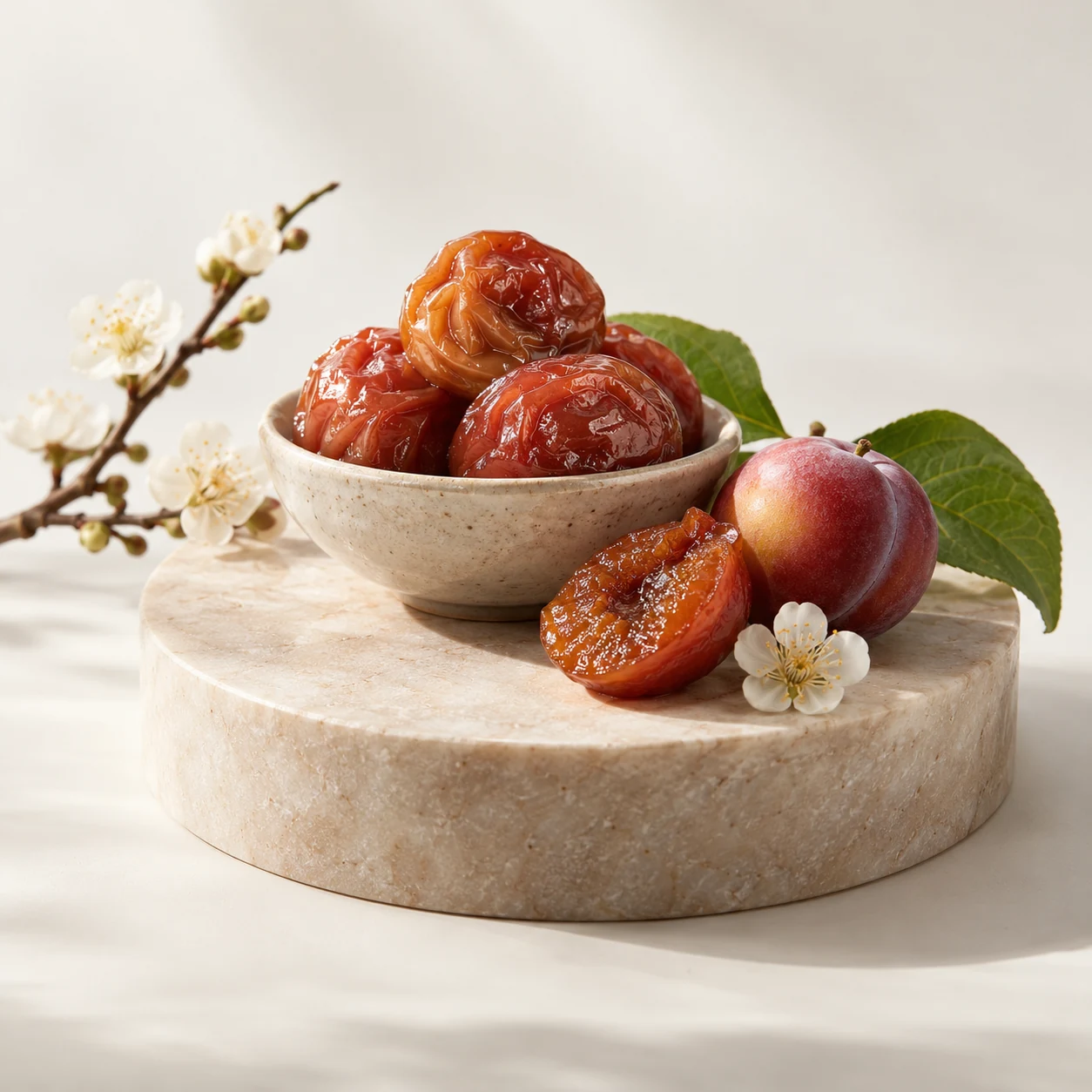 Illustrative preserved plum flavor composition