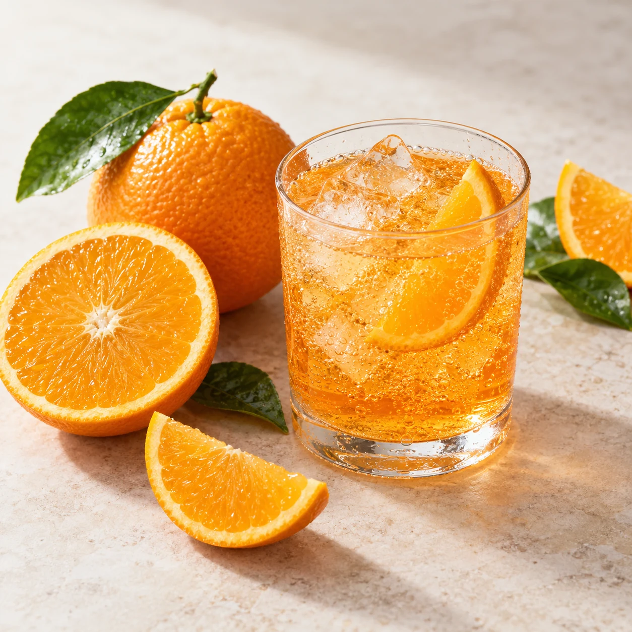 Illustrative sweet orange soda flavor composition