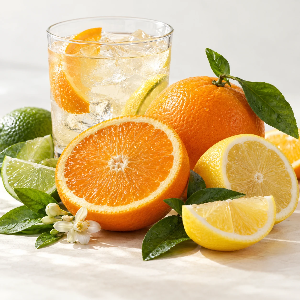 Illustrative citrus energy flavor composition