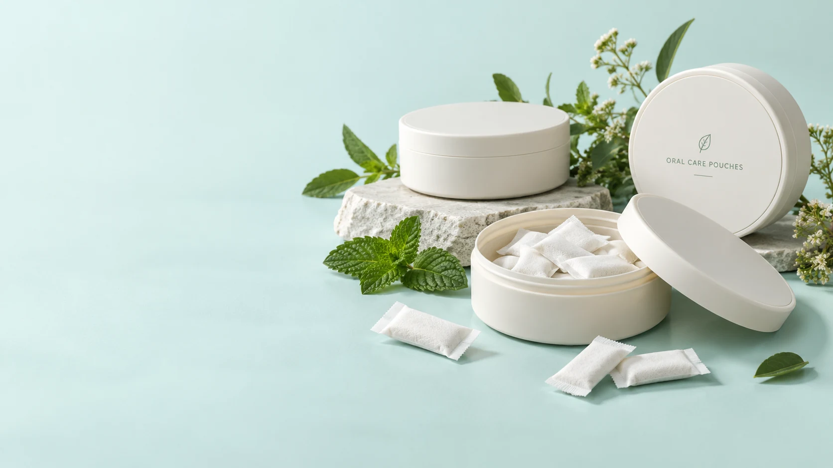 Fluoride-free oral pouch development concept