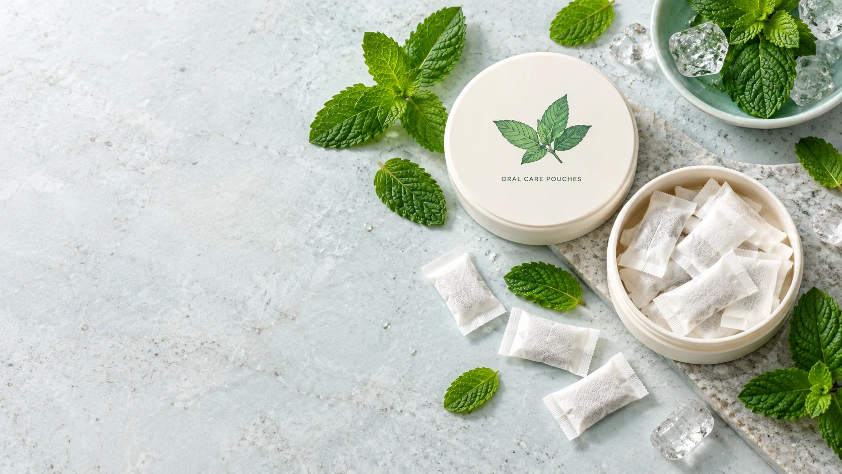 Fresh breath pouch formulation and packaging concept
